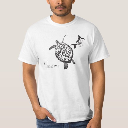Hawaii Turtle and Whale T-shirt (Voorkant)