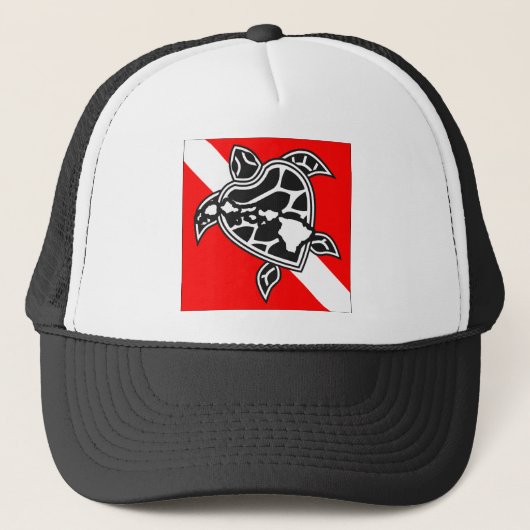 Hawaii Turtle Dive Flag Trucker Pet (Voorkant)
