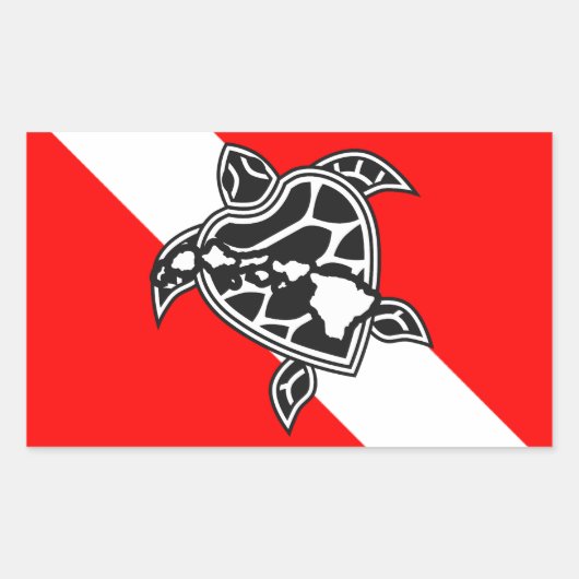 Hawaii Turtle Duikvlag Rechthoekige Sticker (Voorkant)