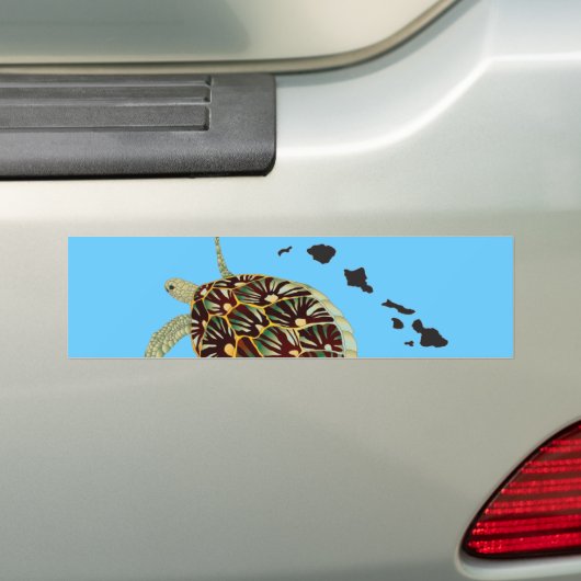 Hawaii Turtle en Hawaii Bumpersticker (Op auto)