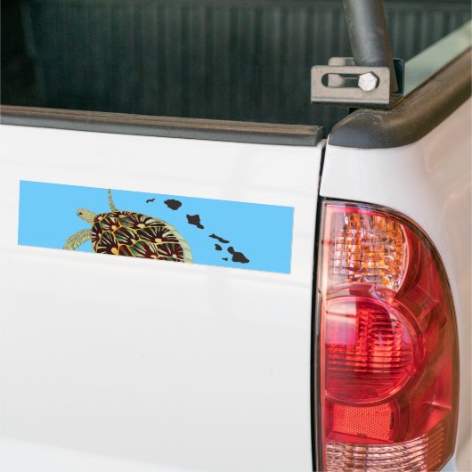 Hawaii Turtle en Hawaii Bumpersticker (Op Truck)
