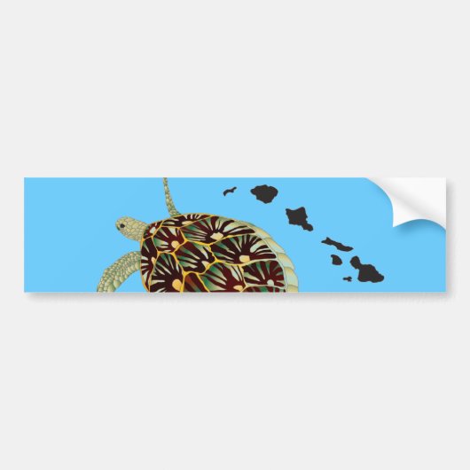 Hawaii Turtle en Hawaii eilanden Bumpersticker (Voorkant)