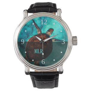 Hawaii Turtle Honu Monogram Horloge