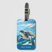 Hawaii Turtle Honu Photo Monogram Bagagelabel (Voorkant (verticaal))