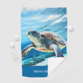 Hawaii Turtle Honu Photo Monogram Golfhanddoek (Insitu)