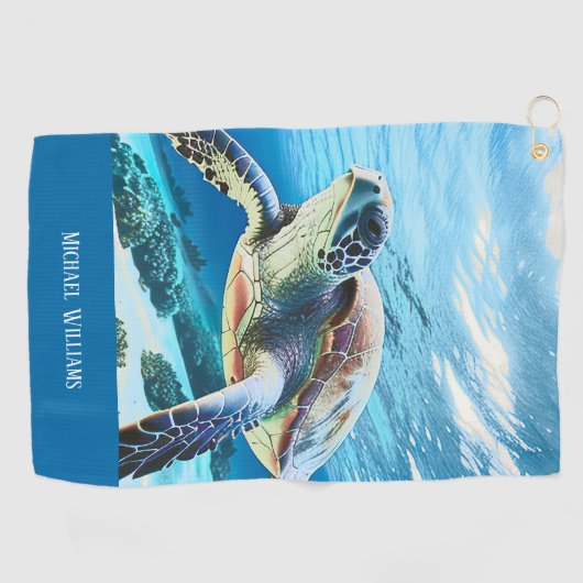 Hawaii Turtle Honu Photo Monogram Golfhanddoek (Horizontaal)