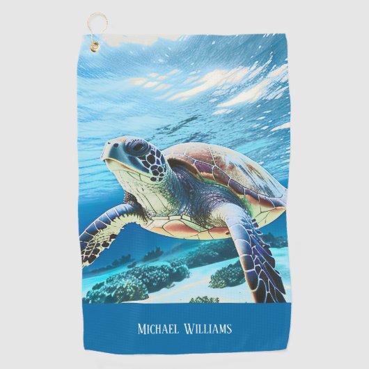 Hawaii Turtle Honu Photo Monogram Golfhanddoek (Voorkant)