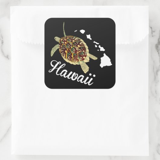 Hawaii Turtle Vierkante Sticker (Tas)