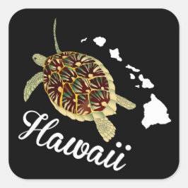 Hawaii Turtle Vierkante Sticker