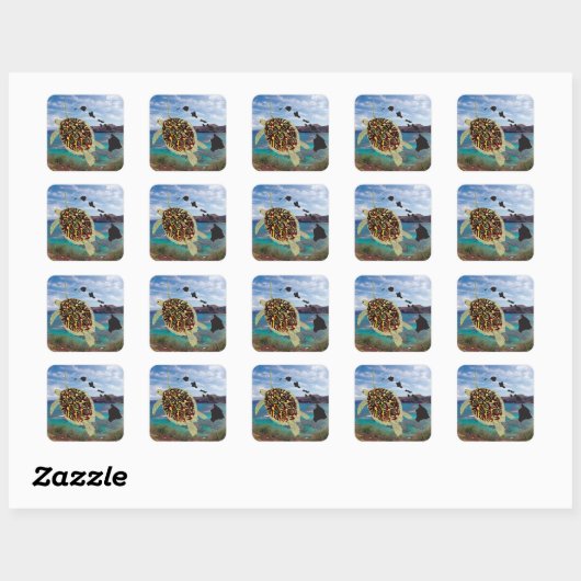 Hawaii Turtles Vierkante Sticker (Vel)