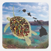 Hawaii Turtles Vierkante Sticker (Voorkant)