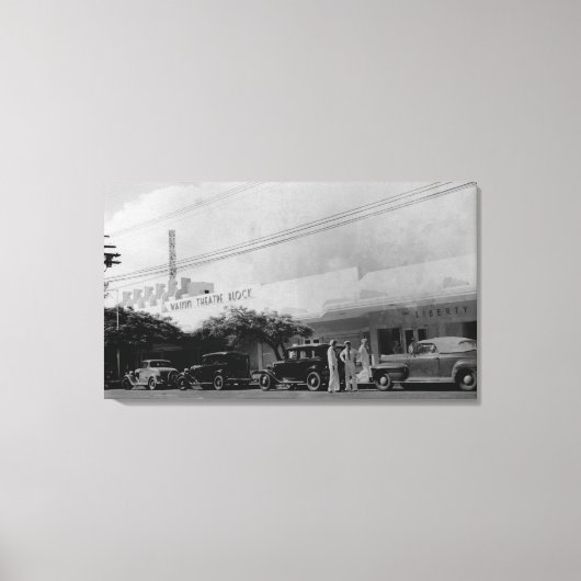 Hawaii - Uitzicht van het Theaterblok van Waikiki Canvas Afdruk (Voorkant)