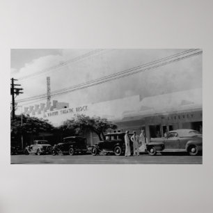 Hawaii - Uitzicht van het Theaterblok van Waikiki Poster