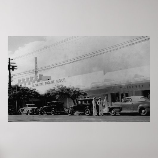 Hawaii - Uitzicht van het Theaterblok van Waikiki Poster (Voorkant)