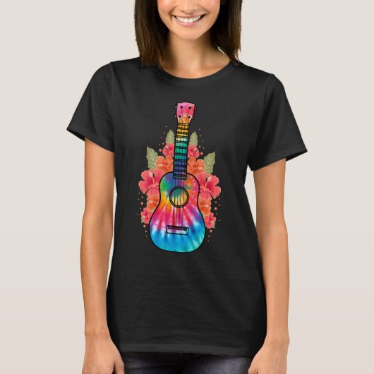 Hawaii Uke Flower Ukulele Guitar T-shirt (Voorkant)