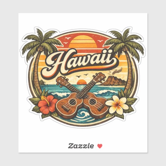 Hawaii & Ukelele Sticker (Vel)