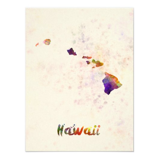 Hawaii US state in watercolor Foto Afdruk (Voorkant)