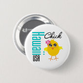 Hawaii USA Chick Ronde Button 5,7 Cm (Voorkant /achterkant)