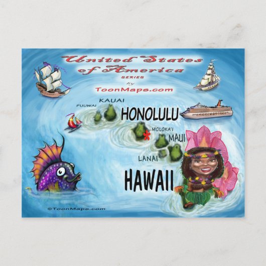 Hawaii USA Kaart (Voorkant)