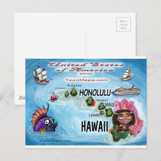 Hawaii USA Kaart (Voorkant / Achterkant)