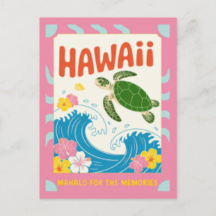 Hawaii USA Vintage Zeeschildpad Hibiscus Mahalo Briefkaart