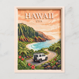 Hawaii USA Wegreis Vintage 3D Textuur Landschap Briefkaart