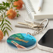 Hawaii vakantie cadeau schilderdame poten blauwe o sleutelhanger (Voorkant Rechts)