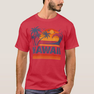 Hawaii Vakantie Zonsondergang Schattige 70s  Retro T-shirt