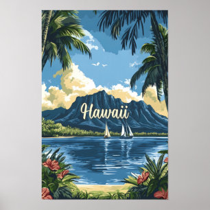 Hawaii Verenigde Staten Illustratie Reizen Poster