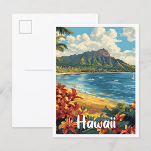 Hawaii Verenigde Staten Kunst Vintage Illustratie  Briefkaart