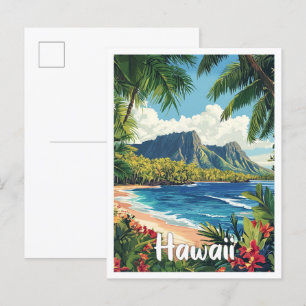 Hawaii Verenigde Staten Kunst Vintage Illustratie  Briefkaart