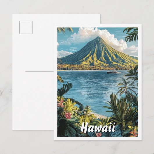 Hawaii Verenigde Staten Kunst Vintage Illustratie  Briefkaart (Voorkant / Achterkant)