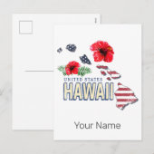 Hawaii Verenigde Staten Retro State Kaart USA Souv (Voorkant / Achterkant)