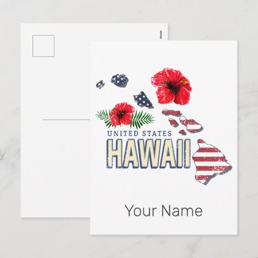 Hawaii Verenigde Staten Retro State Kaart USA Souv (Voorkant / Achterkant)