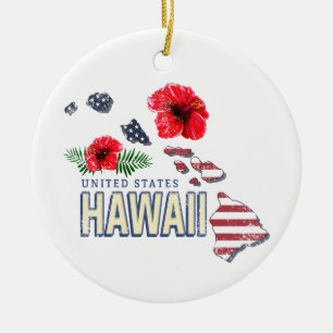 Hawaii Verenigde Staten Retro State Kaart USA Souv Keramisch Ornament