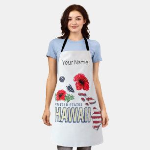 Hawaii Verenigde Staten Retro State Kaart USA Souv Schort