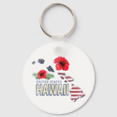 Hawaii Verenigde Staten Retro State Kaart USA Souv Sleutelhanger (Voorkant)