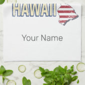 Hawaii Verenigde Staten Retro State Kaart USA Souv Theedoek (Gevouwen)