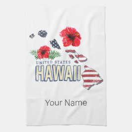 Hawaii Verenigde Staten Retro State Kaart USA Souv Theedoek