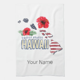 Hawaii Verenigde Staten Retro State Kaart USA Souv Theedoek