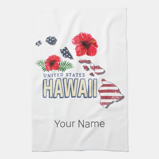 Hawaii Verenigde Staten Retro State Kaart USA Souv Theedoek (Verticaal)