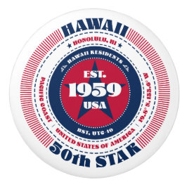Hawaii Verenigde Staten Rood Wit Blauw Typografie Keramische Knop