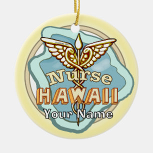 Hawaii Verpleegster Caduceus Keramisch Ornament