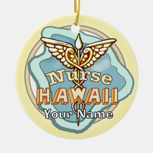 Hawaii Verpleegster Caduceus Keramisch Ornament (Voorkant)