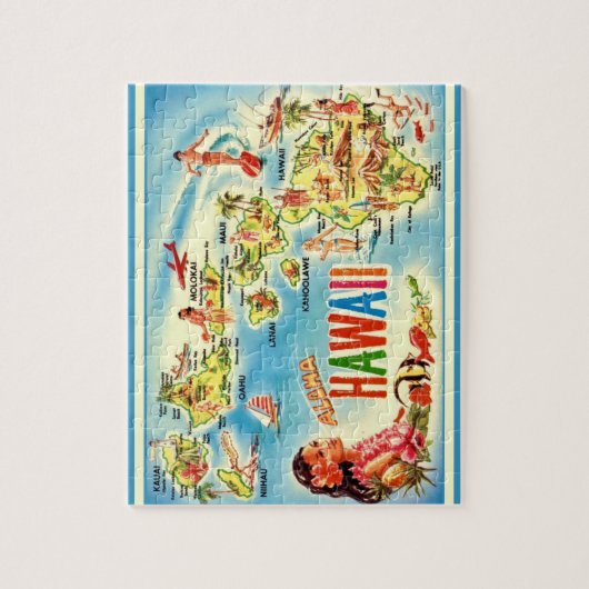 Hawaii Vintage 8x10 kaartpuzzel Legpuzzel (Verticaal)