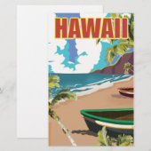 Hawaii vintage reisposter briefpapier (Voorkant / Achterkant)
