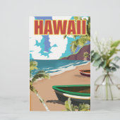 Hawaii vintage reisposter briefpapier (Staand voorkant)