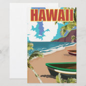 Hawaii vintage reisposter briefpapier (Voorkant / Achterkant)