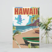 Hawaii vintage reisposter briefpapier (Staand voorkant)