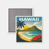 Hawaii Vintage Reisposter Magneet (Voorkant / Achterkant)